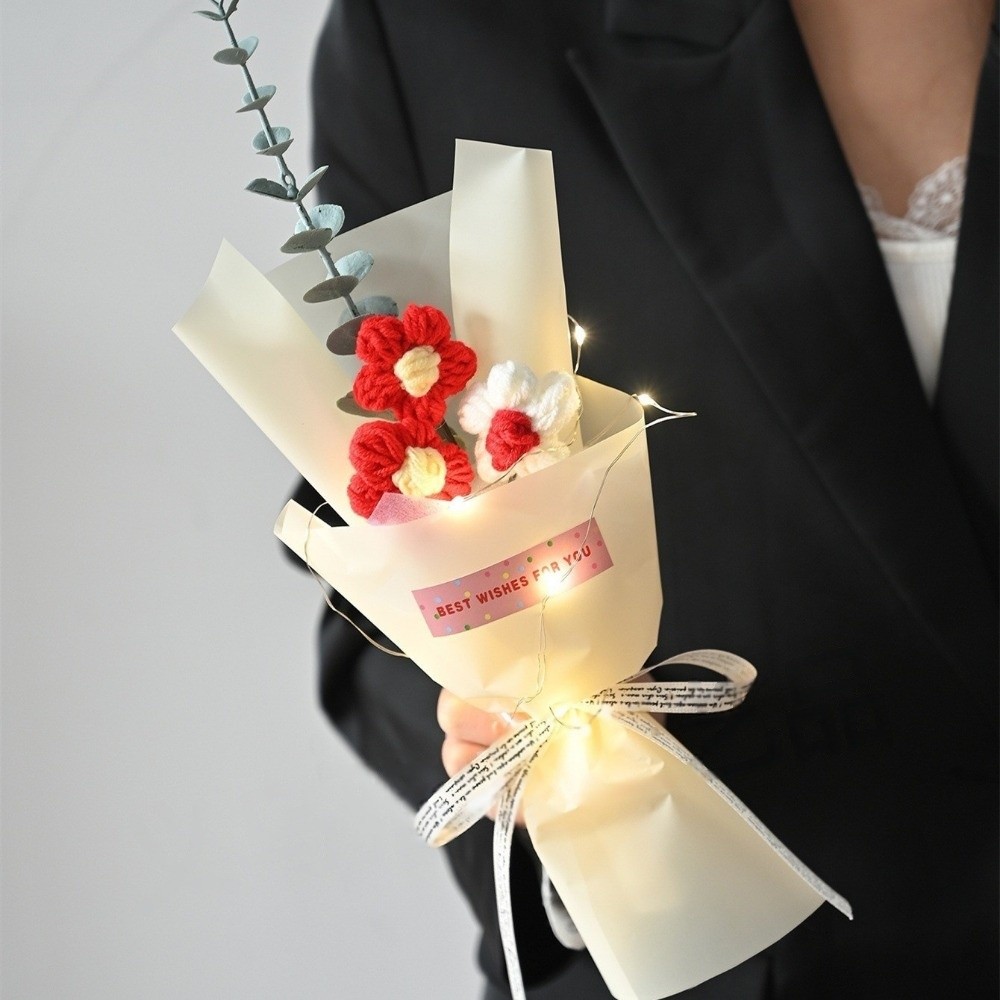Photography Artificial Lighting - Gestrickter Häkelblumenstrauß Leuchtender Handgemachter Puff-Blumenstrauß LED-Lichter