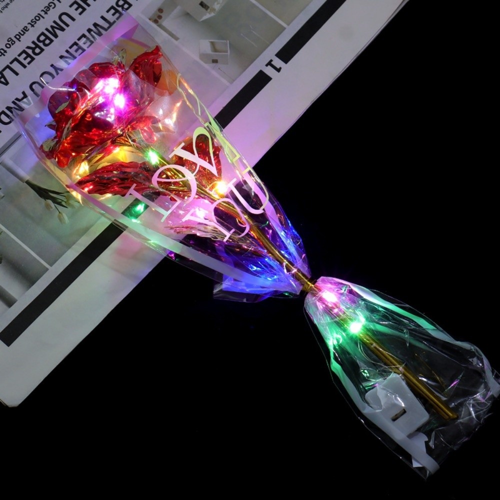 Photography Artificial Lighting - Leuchtende Goldfolie-Rose LED-Lichter Fotografie-Requisiten Simulierter Rosenstrauß