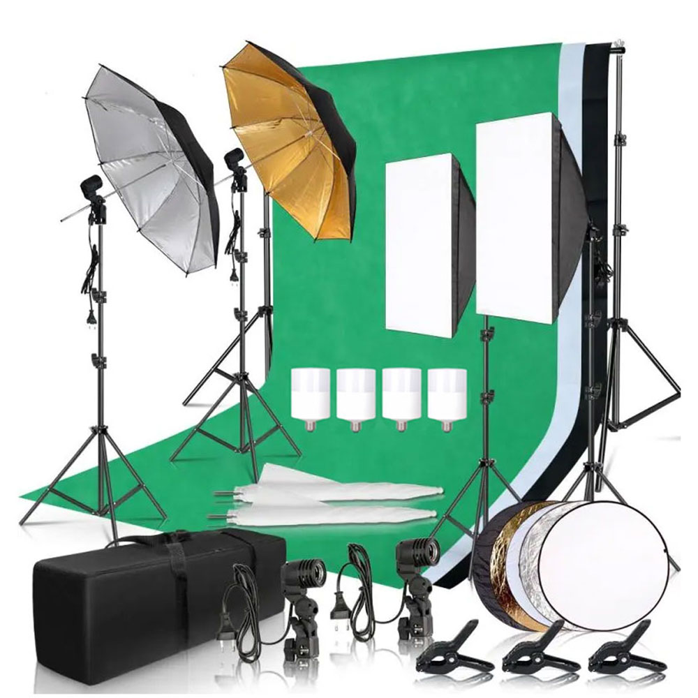 Photography Video Lighting Kit - Fotografie-Fotostudio-Softbox-Beleuchtungsset mit 2,6x3M Hintergrundrahmen, 3 Stück