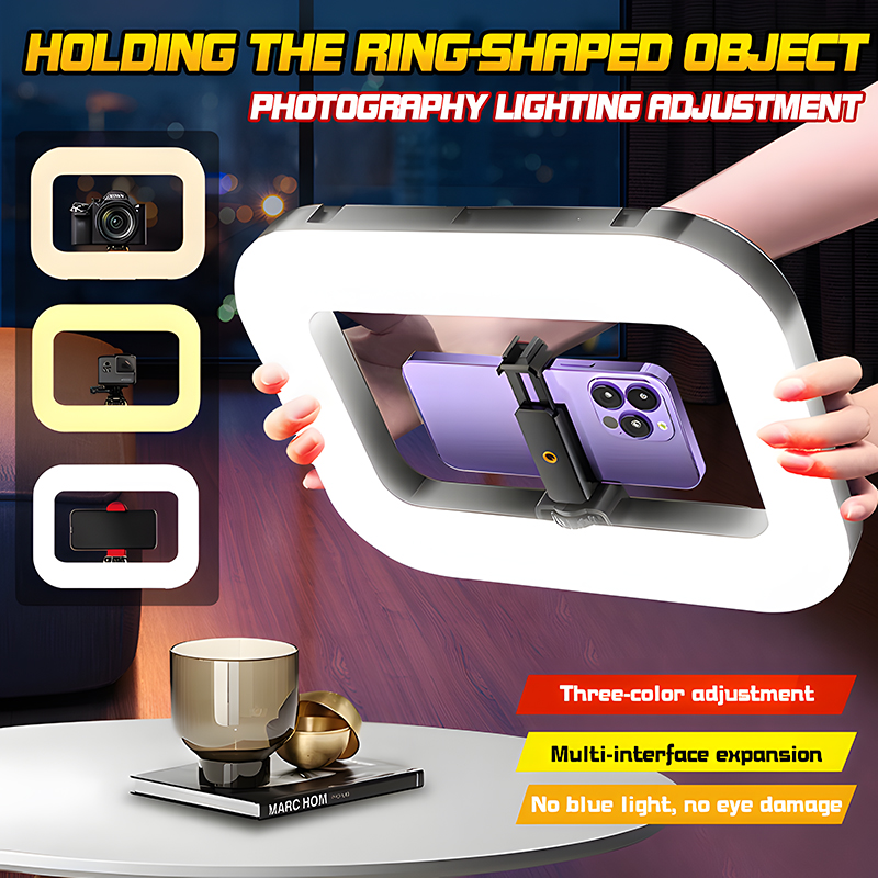 Photography Artificial Lighting - Roreta Handheld-Ring-LED-Licht, wiederaufladbar, tragbar, für Handy-Livestreaming,