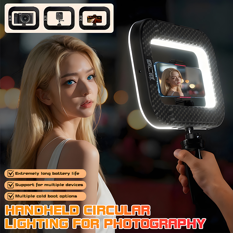 Photography Artificial Lighting - Roreta Handheld-Ring-LED-Licht, wiederaufladbar, tragbar, für Handy-Livestreaming,